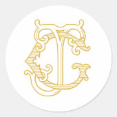 EDITABLE COLORS JG Monogram GJ Monogramステッカー ラウンドシール (正面)