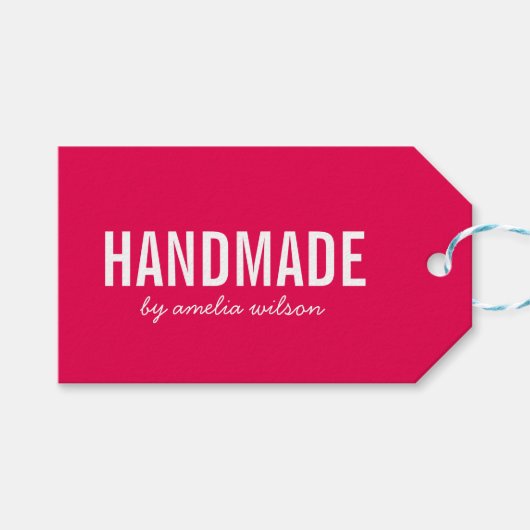 Editable Colors Simple Stylish Bold Handmade ギフトタグ (正面(横))