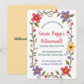 Editable Colourful Flowers and Leaves Frame 招待状 (正面/裏面)