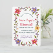 Editable Colourful Flowers and Leaves Frame 招待状 (スタンド正面)