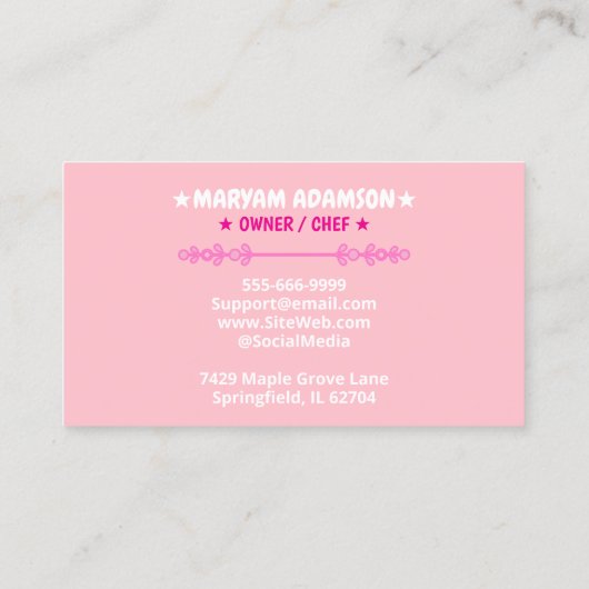 Editable Cookie Logo | White Pink Bakery 名刺 (裏面)