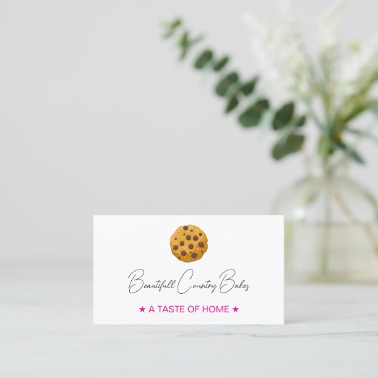 Editable Cookie Logo | White Pink Bakery 名刺 (スタンド正面)