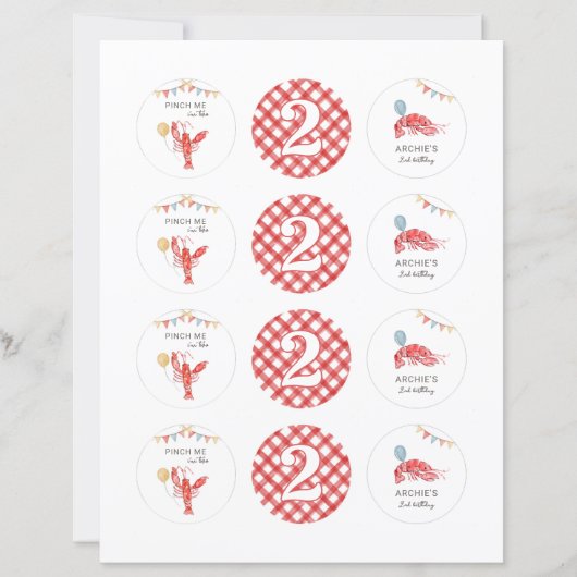 Editable Crawfish Cupcake Toppers (正面)