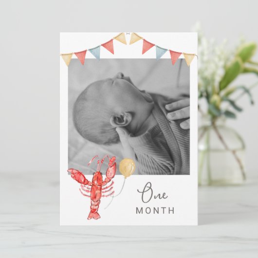 Editable Crawfish Monthly Photo Banner Card 招待状 (スタンド正面)