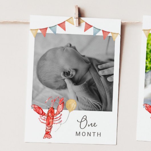 Editable Crawfish Monthly Photo Banner Card 招待状
