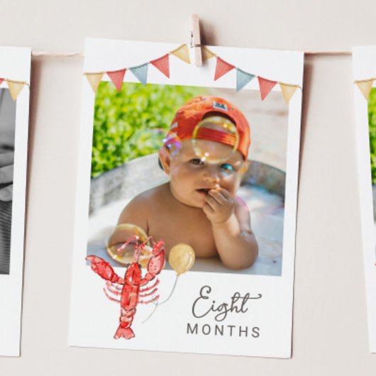 Editable Crawfish Monthly Photo Banner Card 招待状