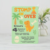 Editable Crayon Style – Dinosaur Roarsome Birthday 招待状 (スタンド正面)