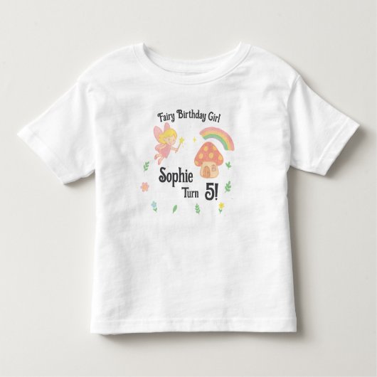 Editable Crayon Style – Fairy Mushroom Forest トドラーTシャツ (正面)