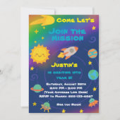 Editable Crayon Style – Solar System Birthday 招待状 (正面)