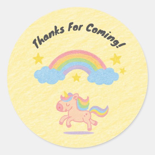 Editable Crayon Style – Unicorn Dream Sparkle ラウンドシール (正面)