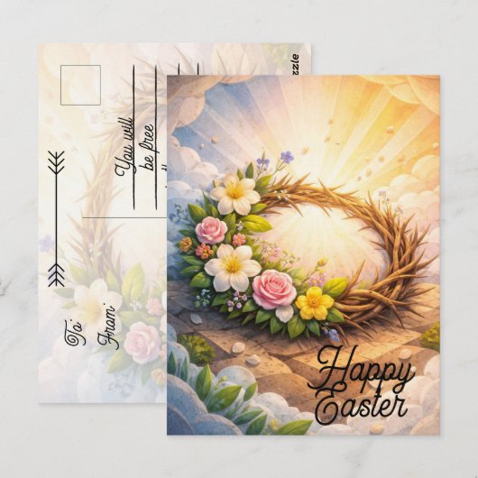 Editable Crown of Thorns Easter Postcard ポストカード (正面/裏面)