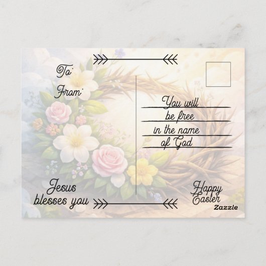 Editable Crown of Thorns Easter Postcard ポストカード (裏面)