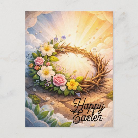 Editable Crown of Thorns Easter Postcard ポストカード (正面)