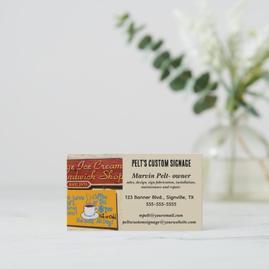 Editable Custom Signage Shop 名刺 (スタンド正面)