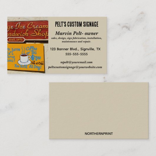Editable Custom Signage Shop 名刺 (正面/裏面)