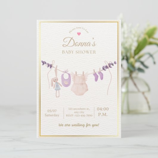 Editable Cute Pastel Baby Shower 招待状 (スタンド正面)