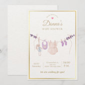 Editable Cute Pastel Baby Shower 招待状 (正面/裏面)