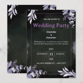 Editable Dark Botanical Wedding Invitation 招待状 (正面/裏面)