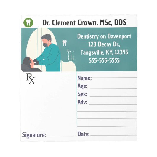Editable Dentist Prescription Pad ノートパッド (正面)