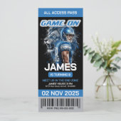 Editable Detroit Football Ticket Birthday Invite 招待状 (スタンド正面)