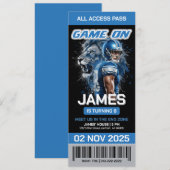 Editable Detroit Football Ticket Birthday Invite 招待状 (正面/裏面)