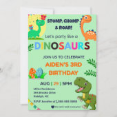 Editable Dino Birthday Invitation | Roar Party The 招待状 (正面)