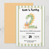 Editable Dinosaur 2nd Birthday Invitation  招待状 (正面/裏面)