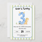 Editable Dinosaur 3rd Birthday Invitation  招待状 (正面)