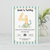 Editable Dinosaur 4th Birthday Invitation  招待状 (スタンド正面)