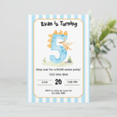 Editable Dinosaur 5th Birthday Invitation  招待状 (スタンド正面)