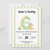 Editable Dinosaur 6th Birthday Invitation  招待状 (正面)