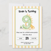 Editable Dinosaur 9th Birthday Invitation  招待状 (正面)