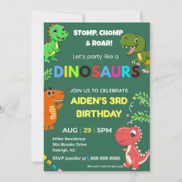 Editable Dinosaur Birthday Invitation 招待状