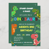 Editable Dinosaur Birthday Invitation 招待状 (正面/裏面)