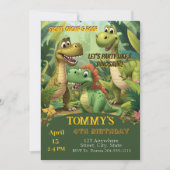 Editable Dinosaur Birthday Invitation Template 招待状 (正面)