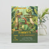 Editable Dinosaur Birthday Invitation Template 招待状 (スタンド正面)