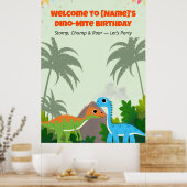 Editable Dinosaur Birthday Party Sign ポスター (キッチン)