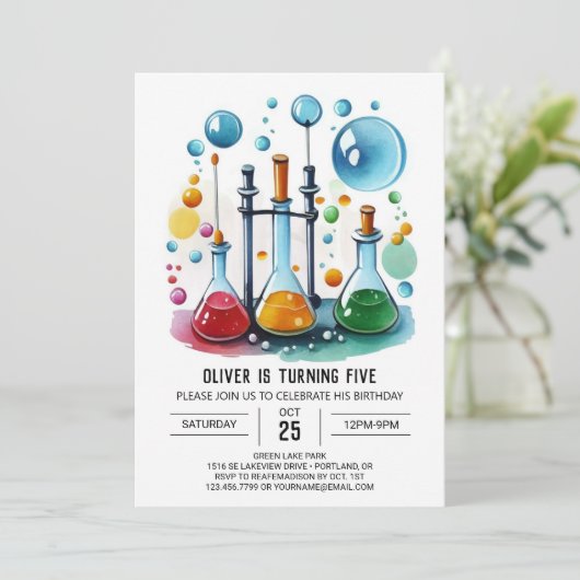 Editable Discovery Potion Scientist誕生日 招待状 (スタンド正面)