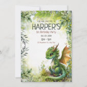 Editable Dragon 1st誕生日パーティの招待状 招待状 (正面)