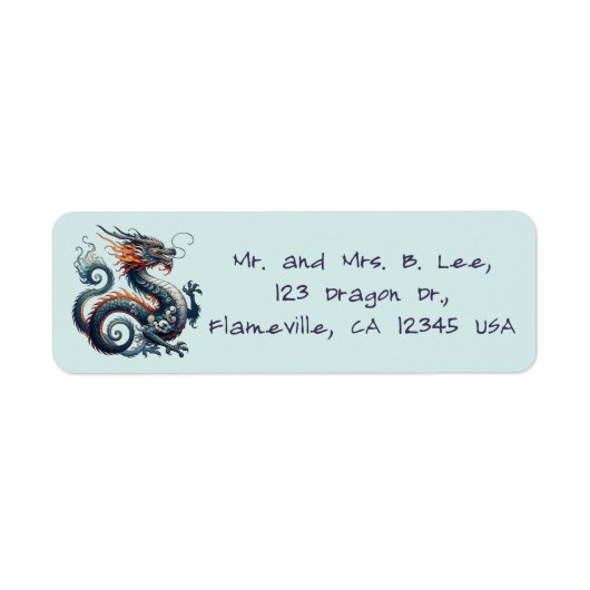 Editable Dragon Return Address ラベル (正面)
