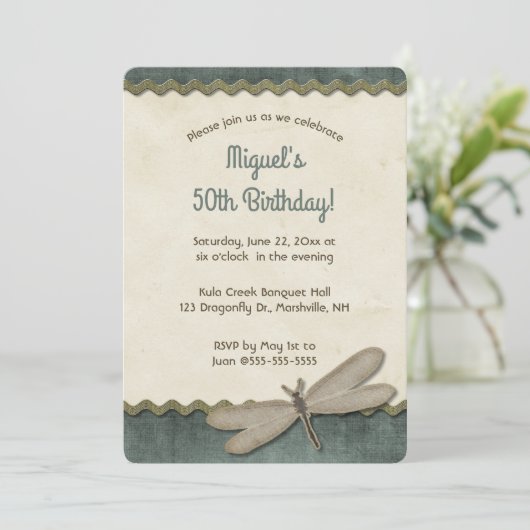 Editable Dragonfly and Trim 招待状 (スタンド正面)