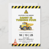 Editable Dump Truck Construction Party Invites 招待状 (正面)