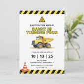 Editable Dump Truck Construction Party Invites 招待状 (スタンド正面)