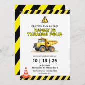 Editable Dump Truck Construction Party Invites 招待状 (正面/裏面)