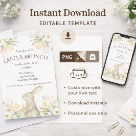 Editable Easter Brunch Invitation Instant Download 招待状