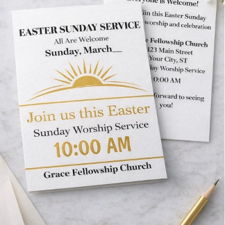 Editable Easter Church Invitation Sunday Service 招待状