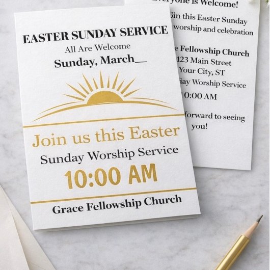 Editable Easter Church Invitation Sunday Service 招待状