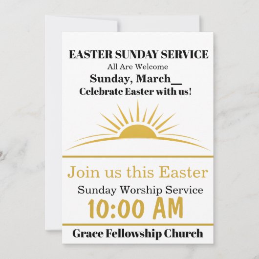 Editable Easter Church Invitation Sunday Service 招待状 (正面)