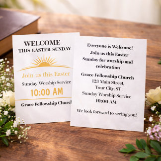 Editable Easter Church Service Invitation Card 招待状