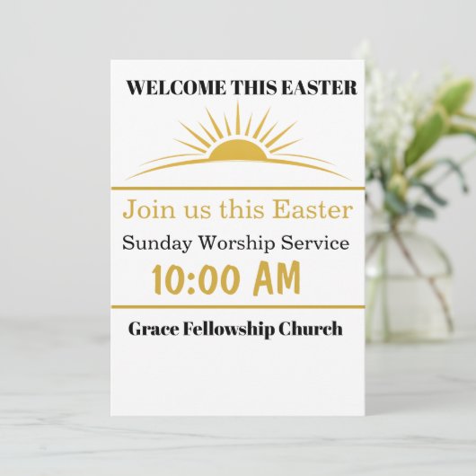 Editable Easter Church Service Invitation Card 招待状 (スタンド正面)